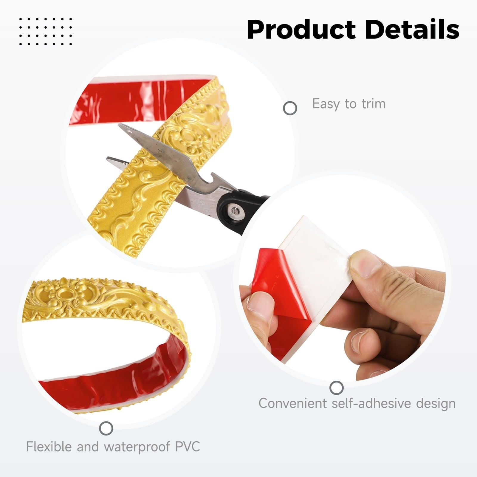 Bright Gold Flexible Molding Trim Wall Trim, 16.4 Feet Self Adhesive Peel and…