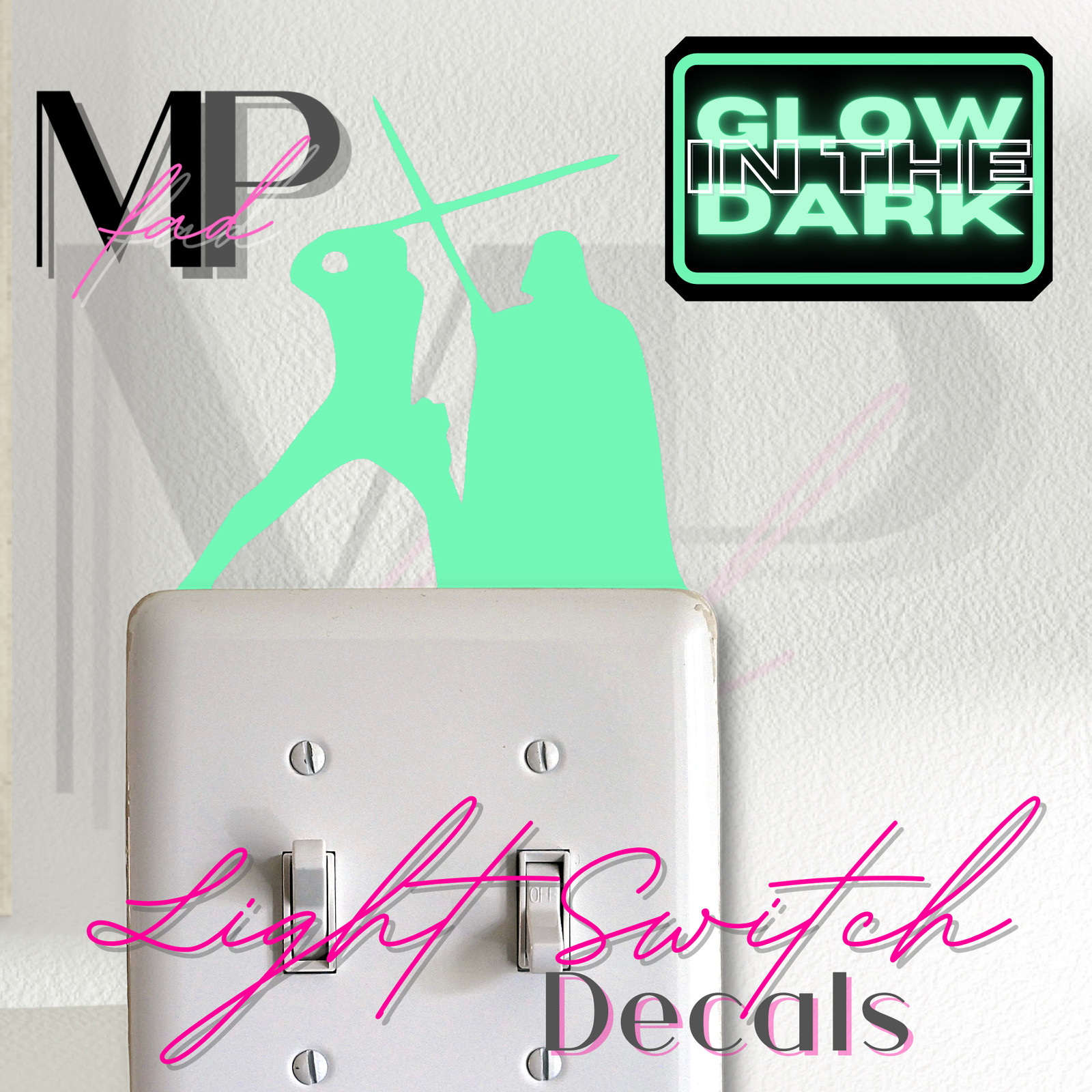 Star Wars Light Switch Vinyl Sticker Decal GLOW-IN-THE-DARK LUKE SKYWALKER VADER