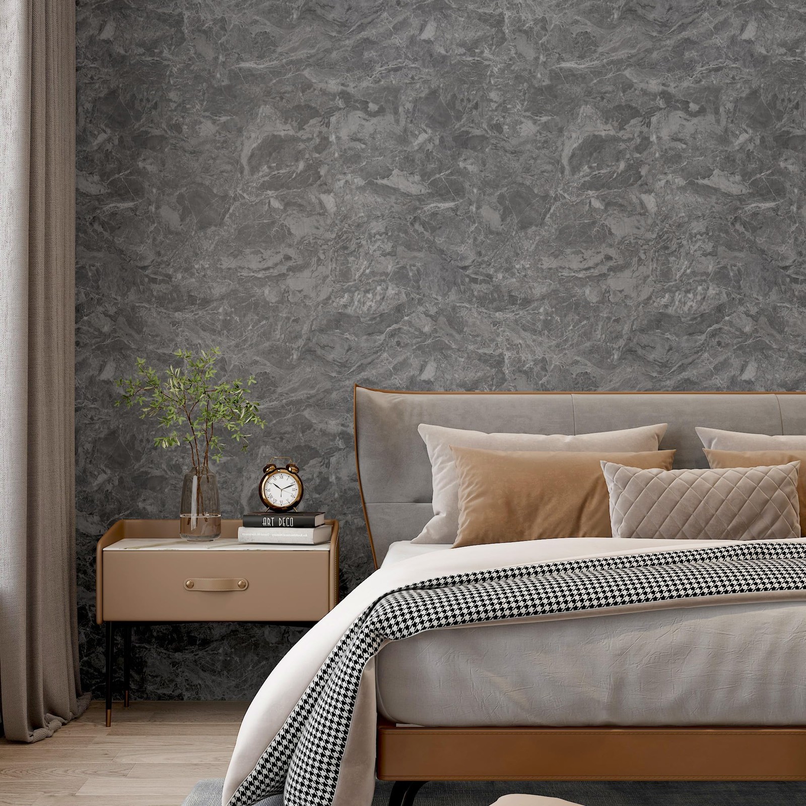 Large Grey Marble Granite Wallpaper Peel Stick Matte Thicken 24x354inch Water…