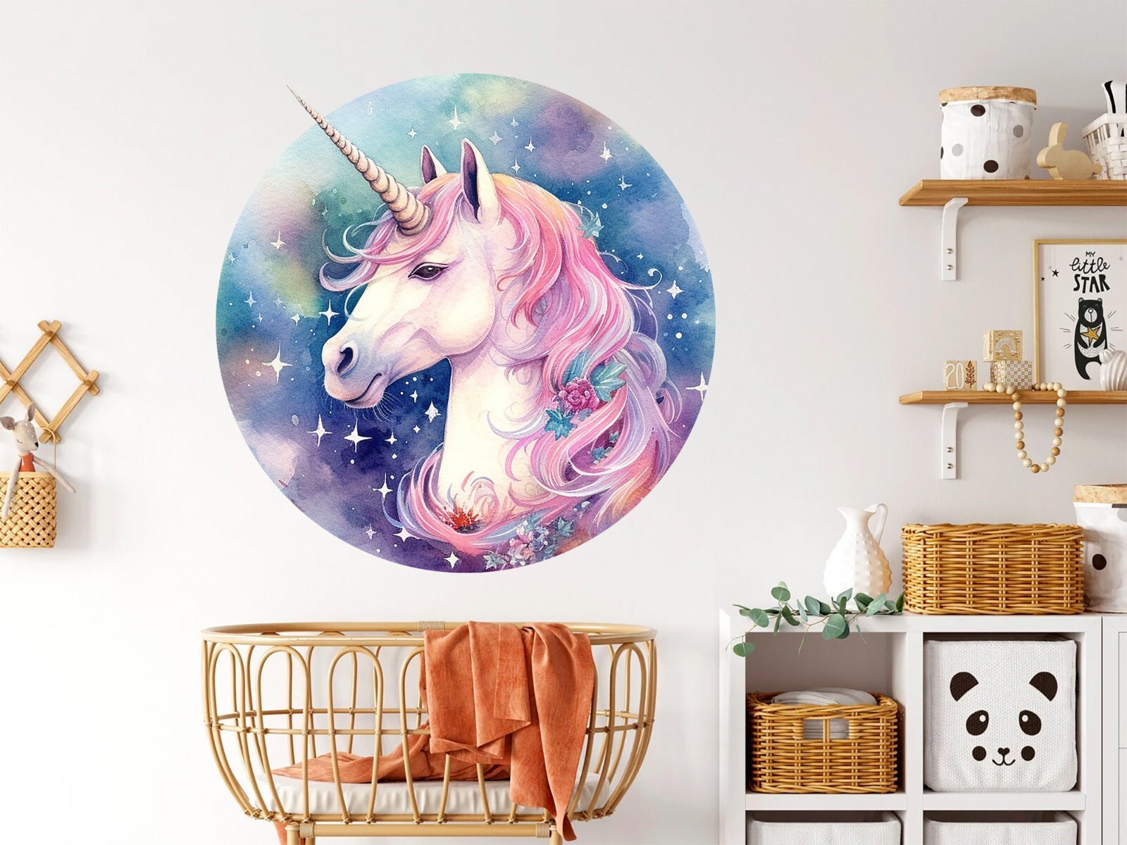 Watercolor Dream Floral Unicorns Girl's room decoration wall decal Sticker
