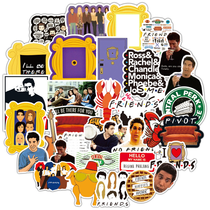 100Pcs Friends Cartoon Sticker for Adults Teens Girls Scrapbooking Water Bottles