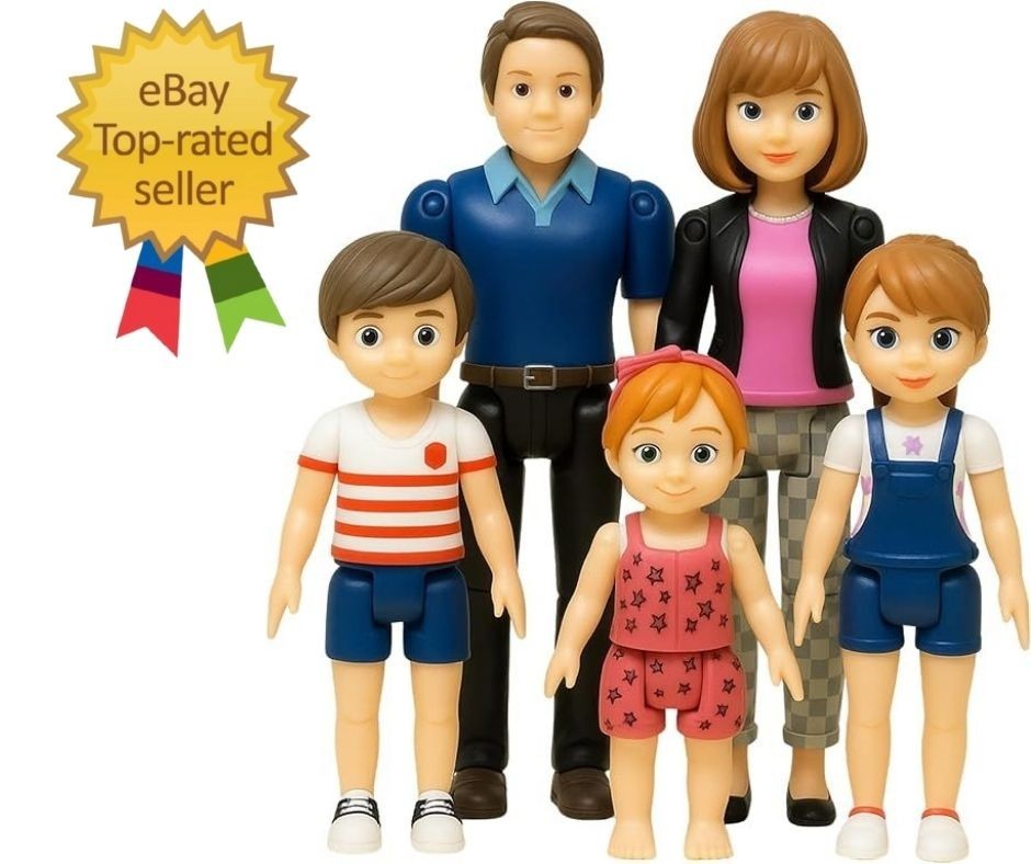 Family Dollhouse People – Doll House People Figures – 5 Poseable Action Figures