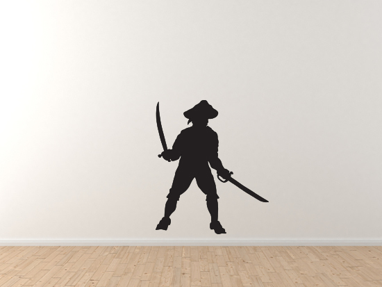 Swashbuckler Pirate Crew – Dual cutlass Captain Version 1 – Vinyl Wall Decal