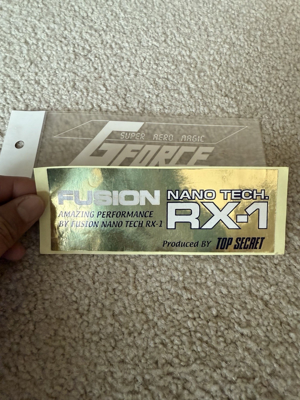 Fusion Nano Tech RX-1 Gold Chrome & White Gforce Top Secret Decal Sticker New