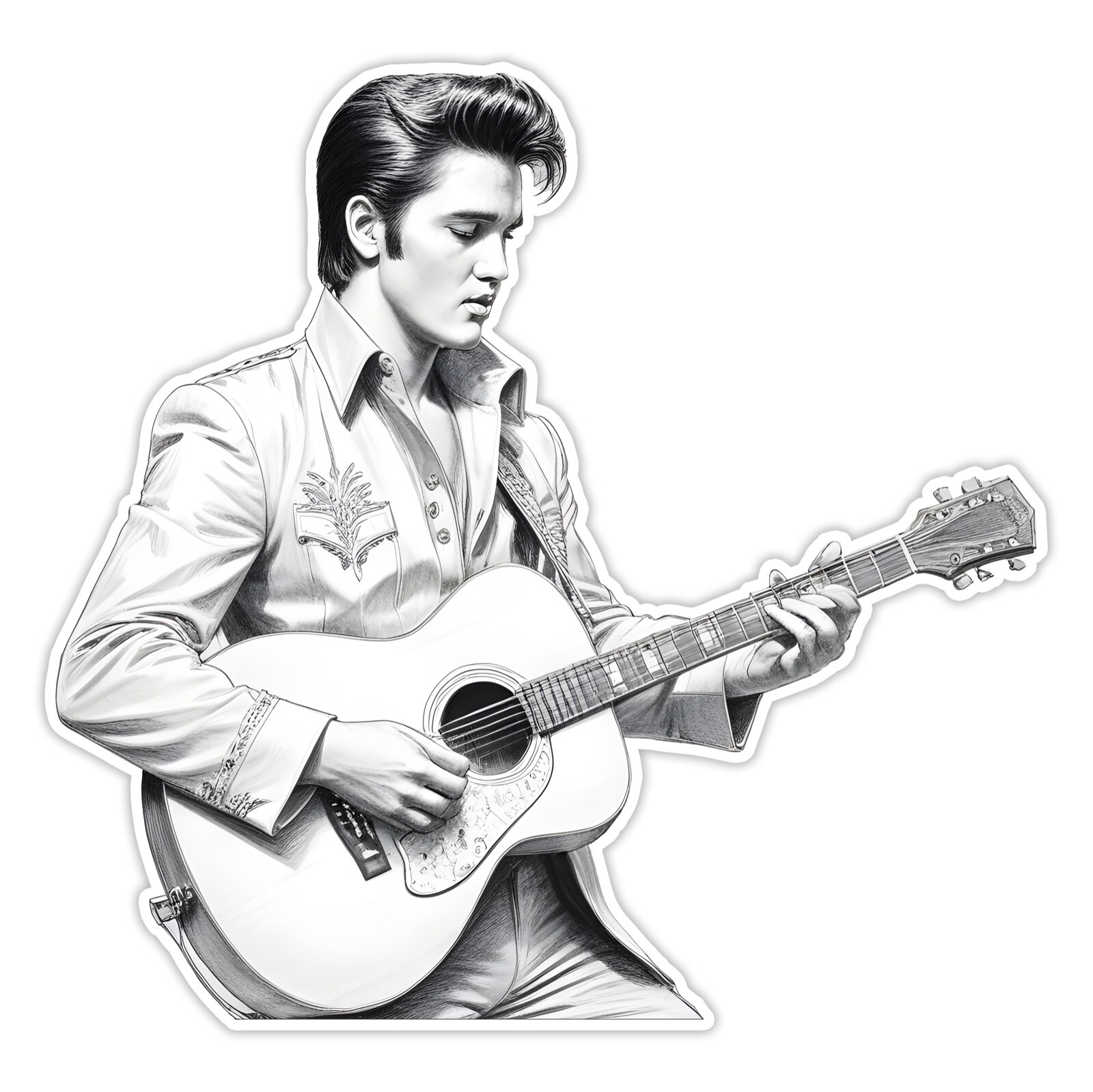 Elvis Presley Sticker Artist Sketch The King Rock Music Vinyl Die Cut Car Decal