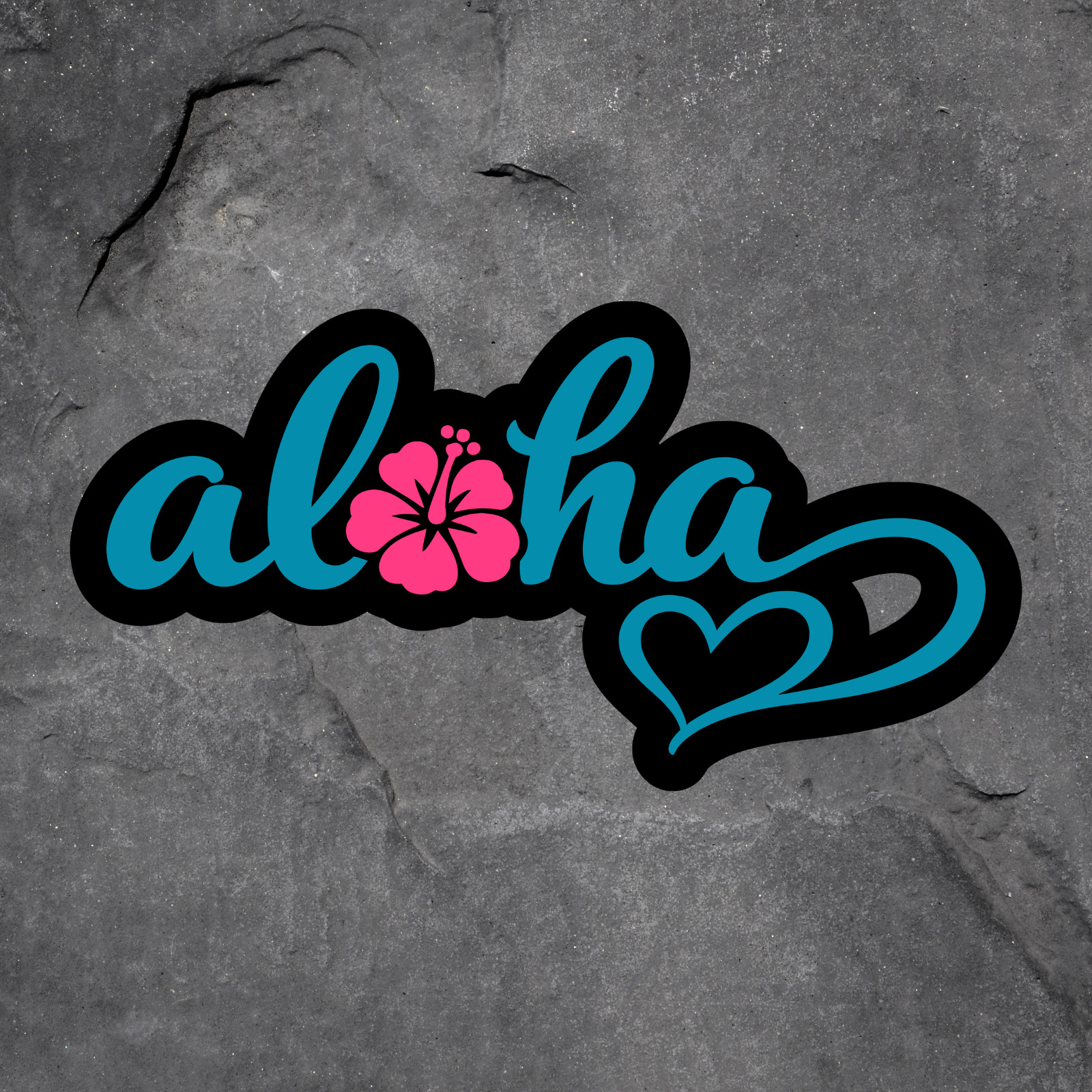 Hawaii Sticker Vinyl Decal Aloha Blue Pink Hibiscus Heart Tropical Cute