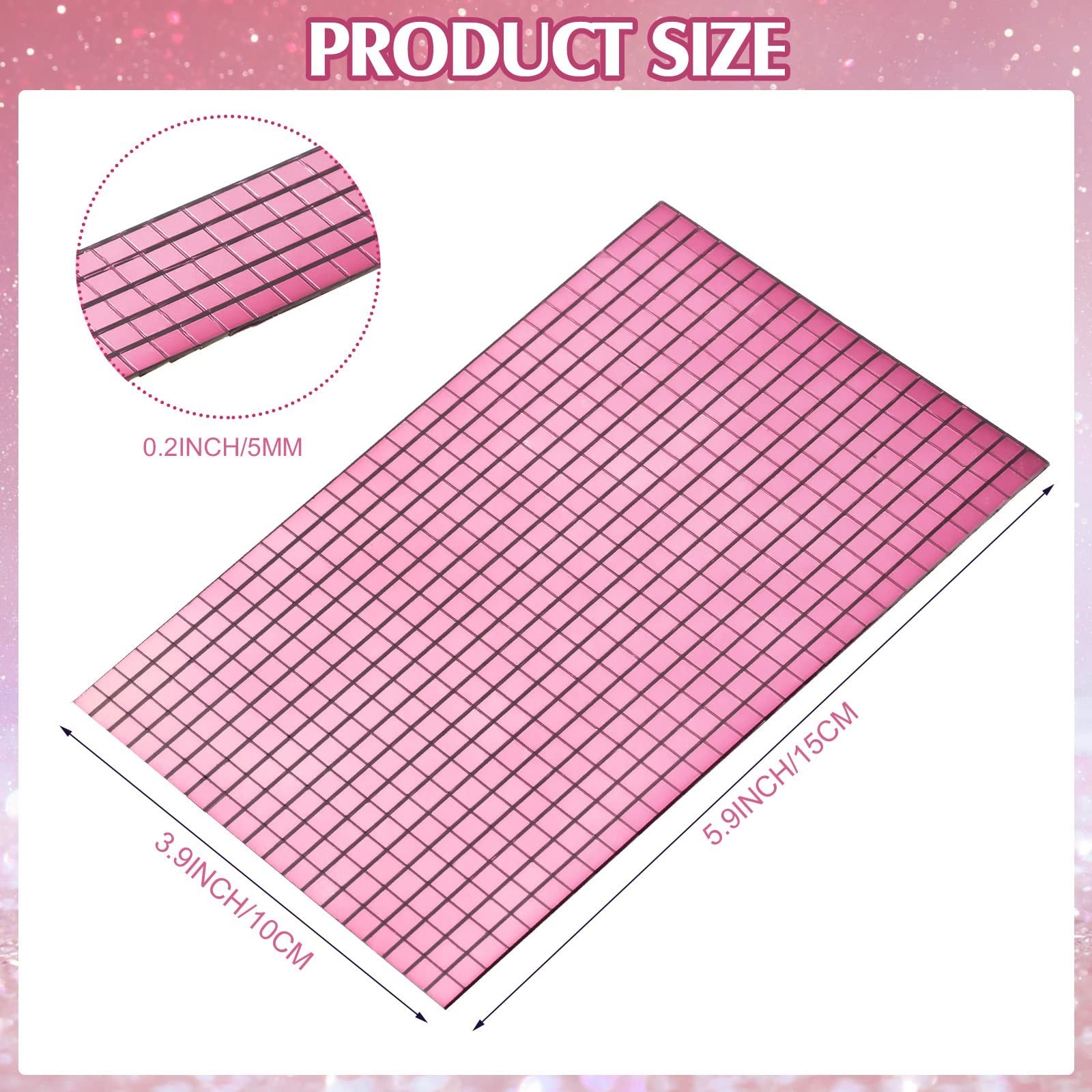 Self-Adhesive Mirrors Mosaic Tiles, 7200 Pieces (Pink, 5 x 5 mm), Peel and St…