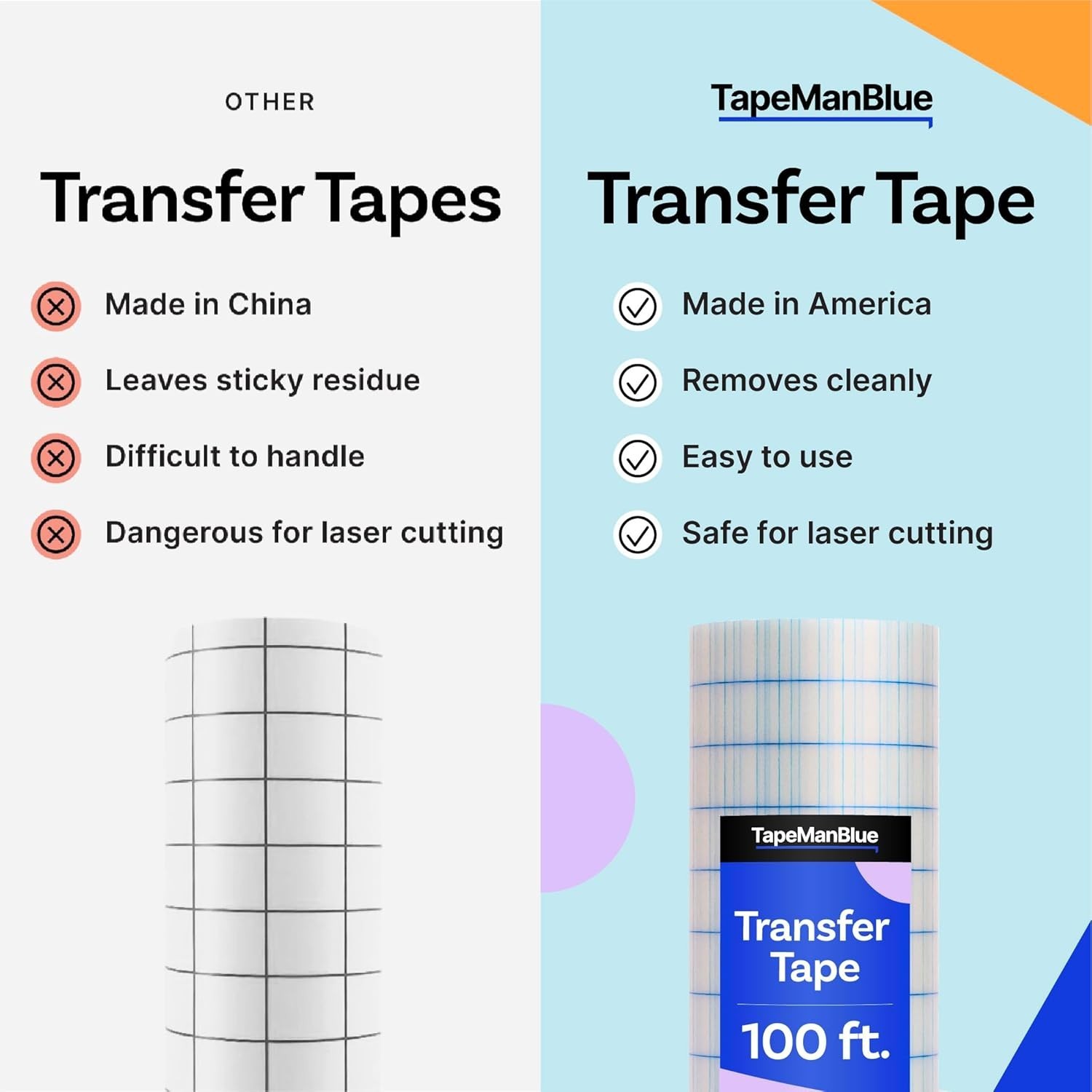 12" X 100' Roll of Clear Transfer Tape for Vinyl, Made in America, Vinyl Transfe