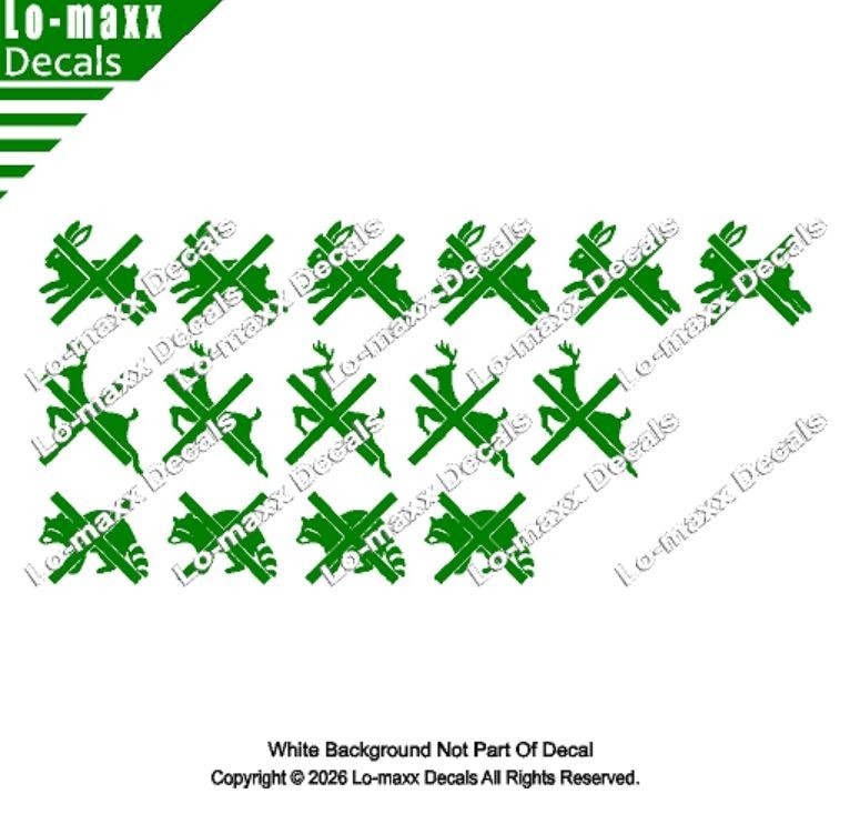 Deer Rabbit Raccoon Kill Markings Die Cut Vinyl Decal Hunting Truck Car Sticker