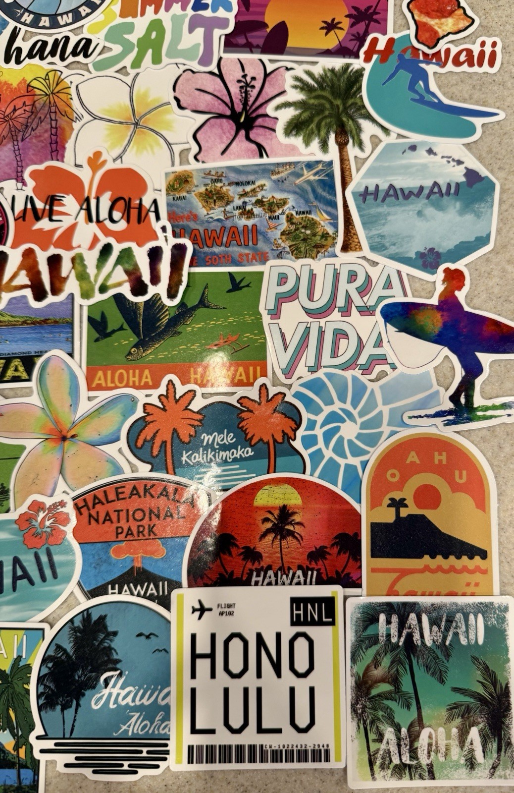 Hawaii, Surfing, Summer, Travel Stickers/Decals, NEW, Pick Your Pack of 50or100