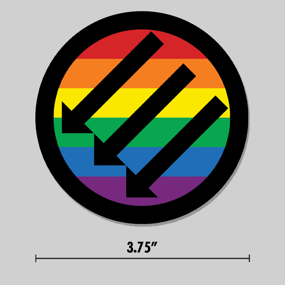 Iron Front Sticker Anarchist 3 Arrows Rainbow Pride 3.75" Vinyl Decal