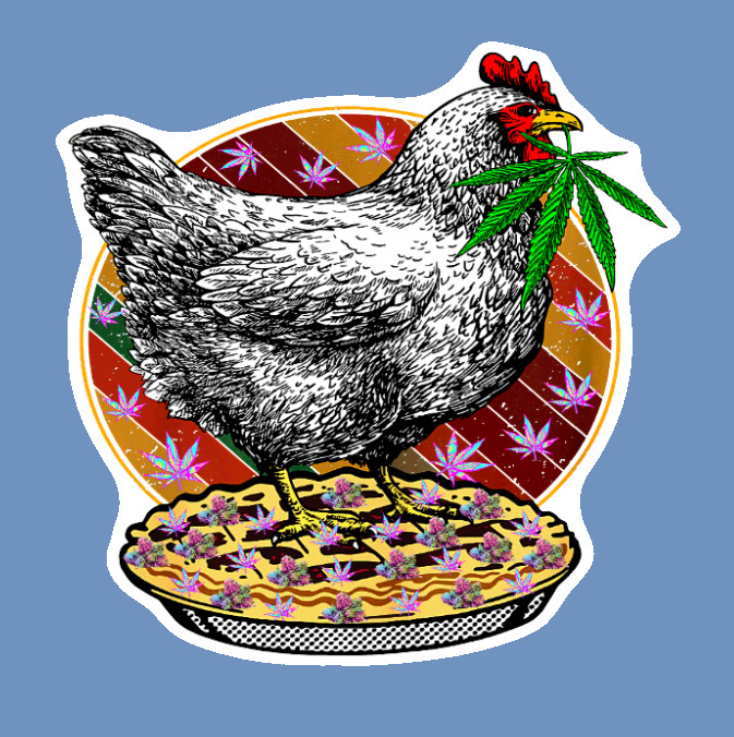 Vinyl Decal Chicken Pot Pie Weed Sticker Weatherproof UV Safe Added Layer