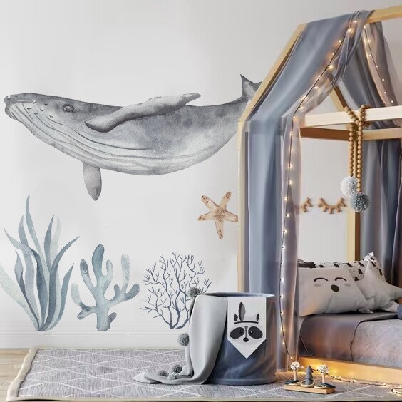 Ocean Life Wall Decals for Nursery Peel & Stick Wall Stickers Kids Bedroom Decor