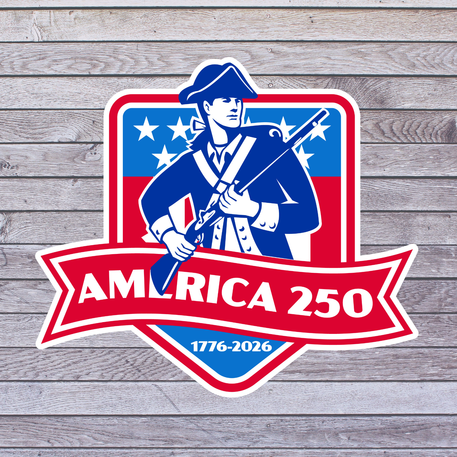 Patriotic sticker vinyl decal america 250 revolutionary soldier 1776 2026