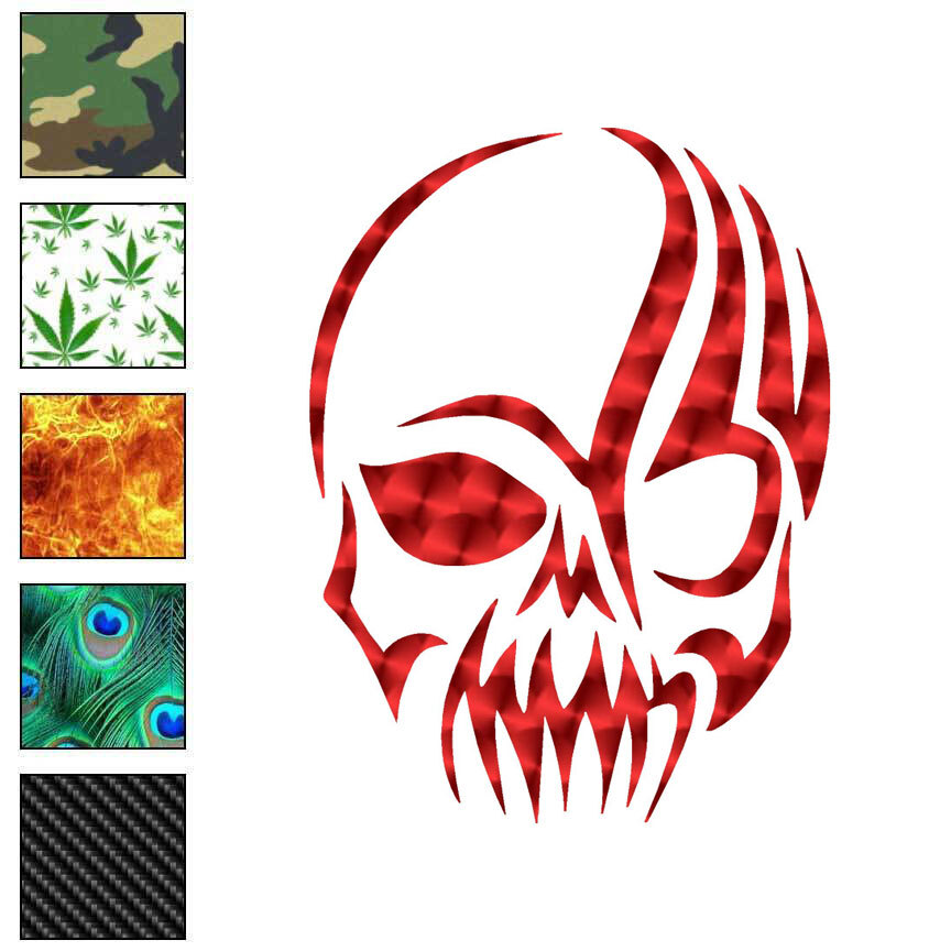 Tribal Skull, Vinyl Decal Sticker, 40 Patterns & 3 Sizes, #6037