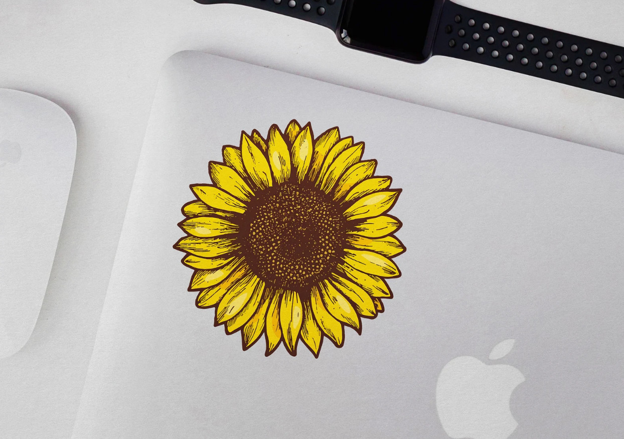 Hand drawn Sunflower Car Window Decal | Flower Car Window Decal | Flowers
