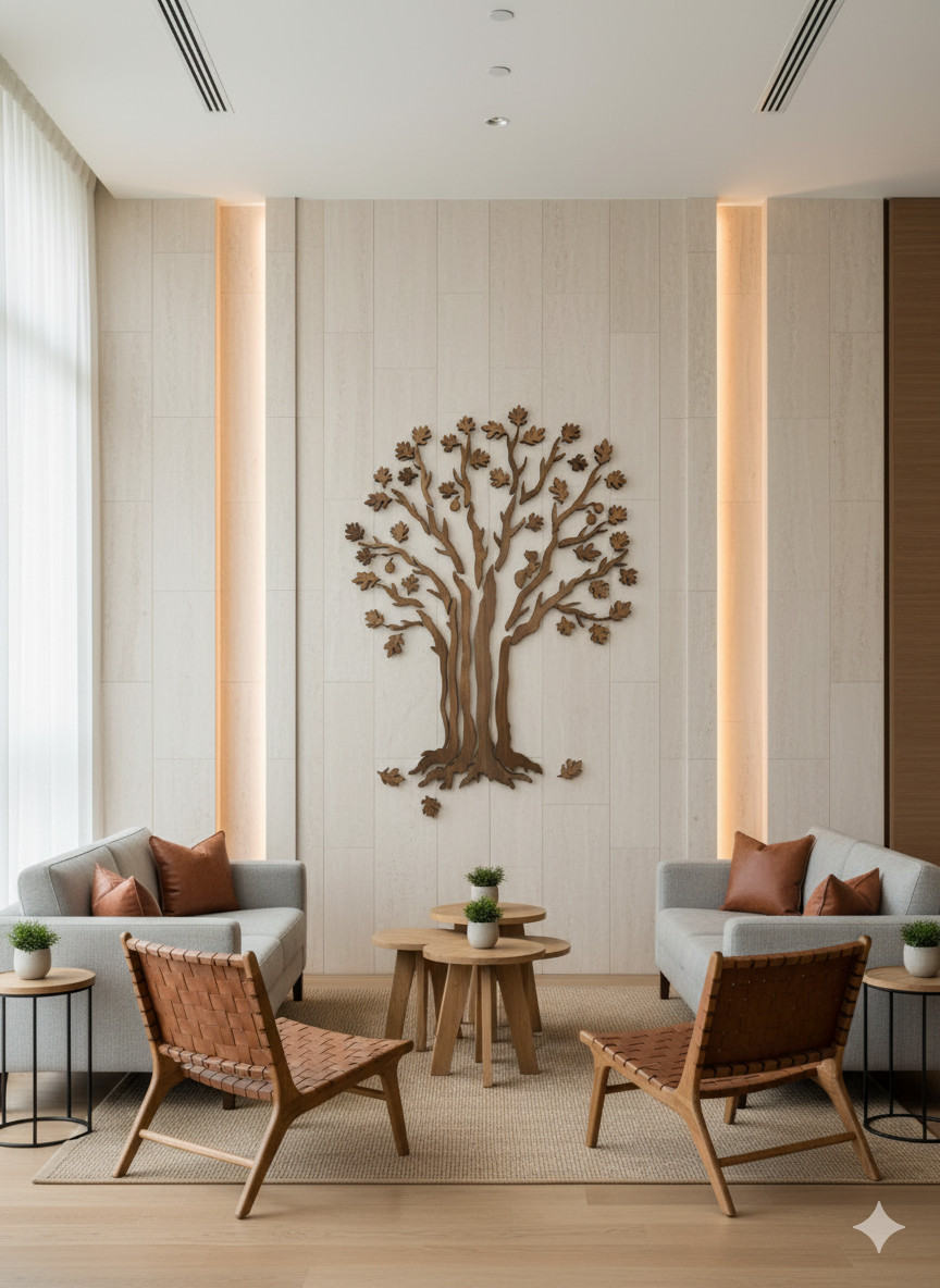 White Oak Tree of Life Wall Art, Handmade Woodland Decor (39×59")