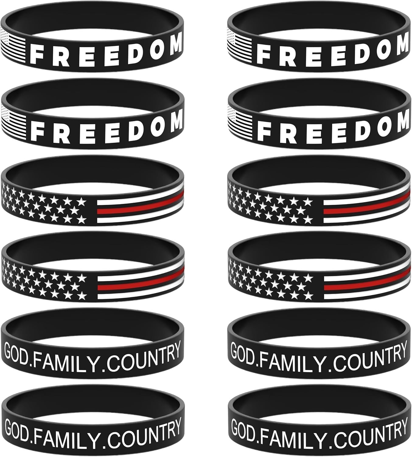 12 Pack Charlie Kirk Patriotic Silicone Wristbands for Justice and Freedom