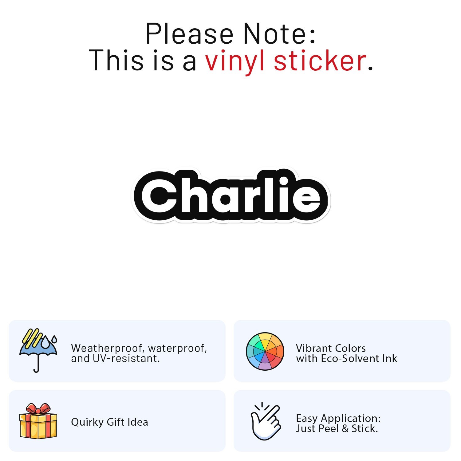 Charlie Name Slogan Kirk Sticker Car Bumper Vinyl Decal