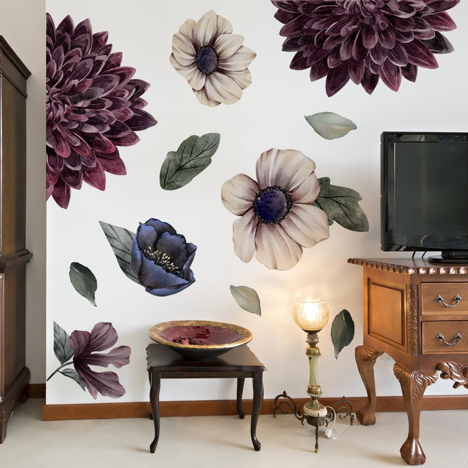 Large 3D Boho Floral Flower Wall Decals for Girls Bedroom Home Backdrop Decor…