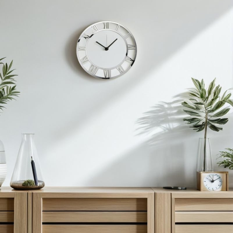 2pcs Roman Numeral Wall Clock Sticker Acrylic Mirror Clock Dial Decal for Ent…