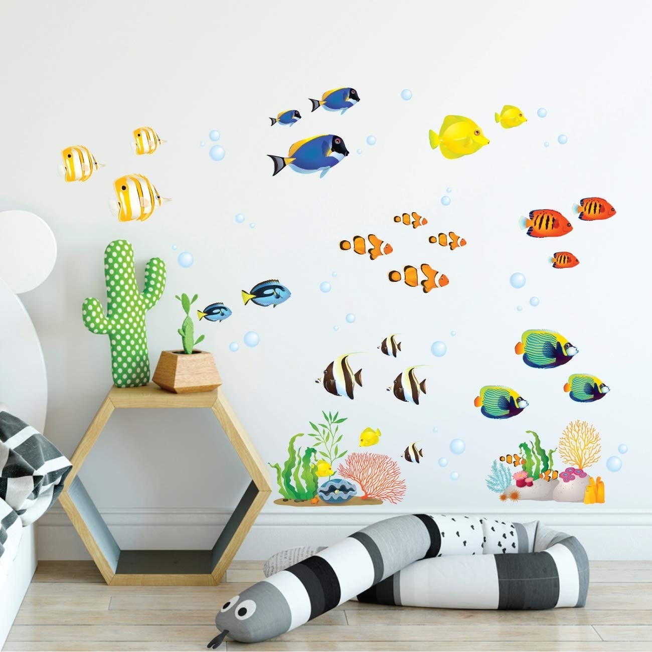 DS-8035 Coral Reef Fish Wall Stickers Wall Decals Peel and Stick Removable Wa…