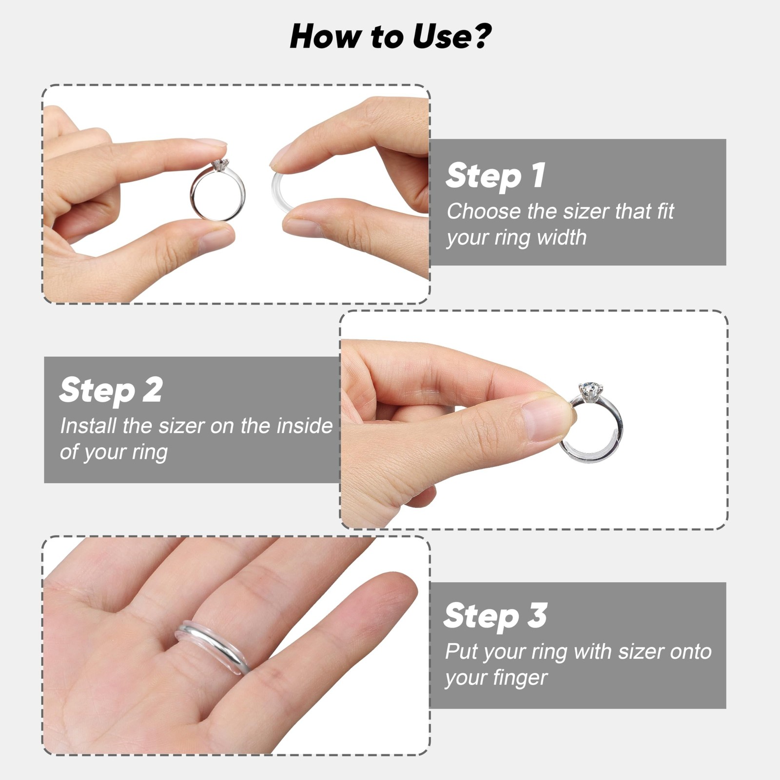 Ring Size Adjuster for Loose Rings for Any Rings Ring Size Reducer Spacer Rin…