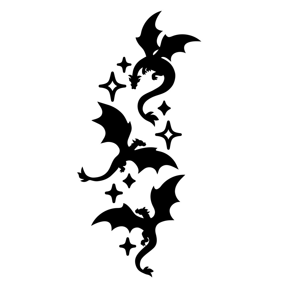 6" Flying Dragons with Stars Vinyl Decal Sticker