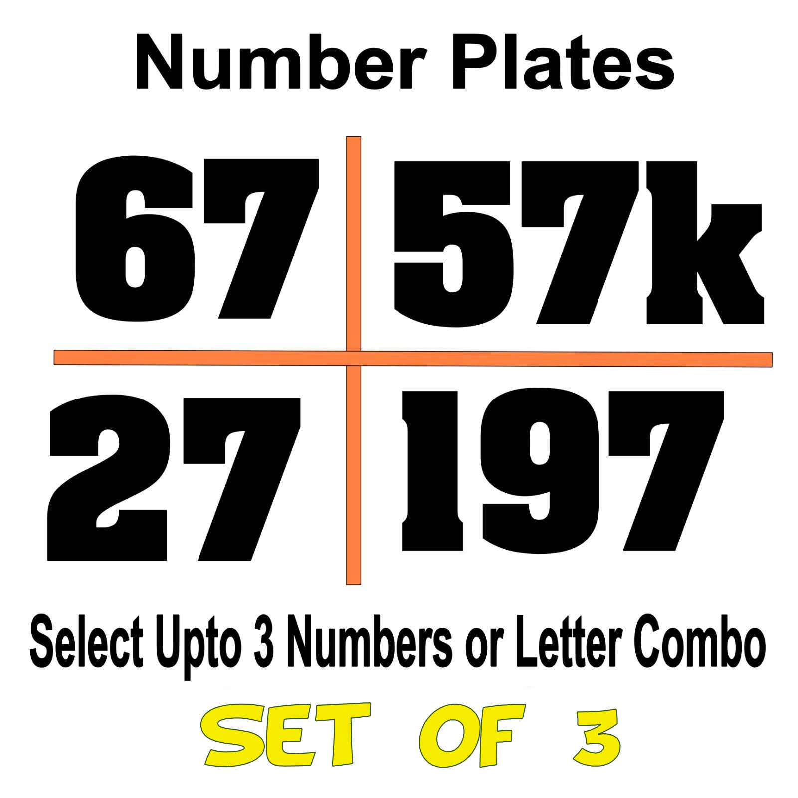 Custom Racing Number Plate Vinyl Decals – Kart MX Dirt Bike Set of 3