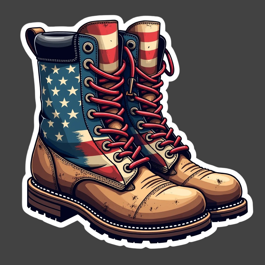Americana Sticker Vinyl Decal American Flag Boots Patriotic USA Military