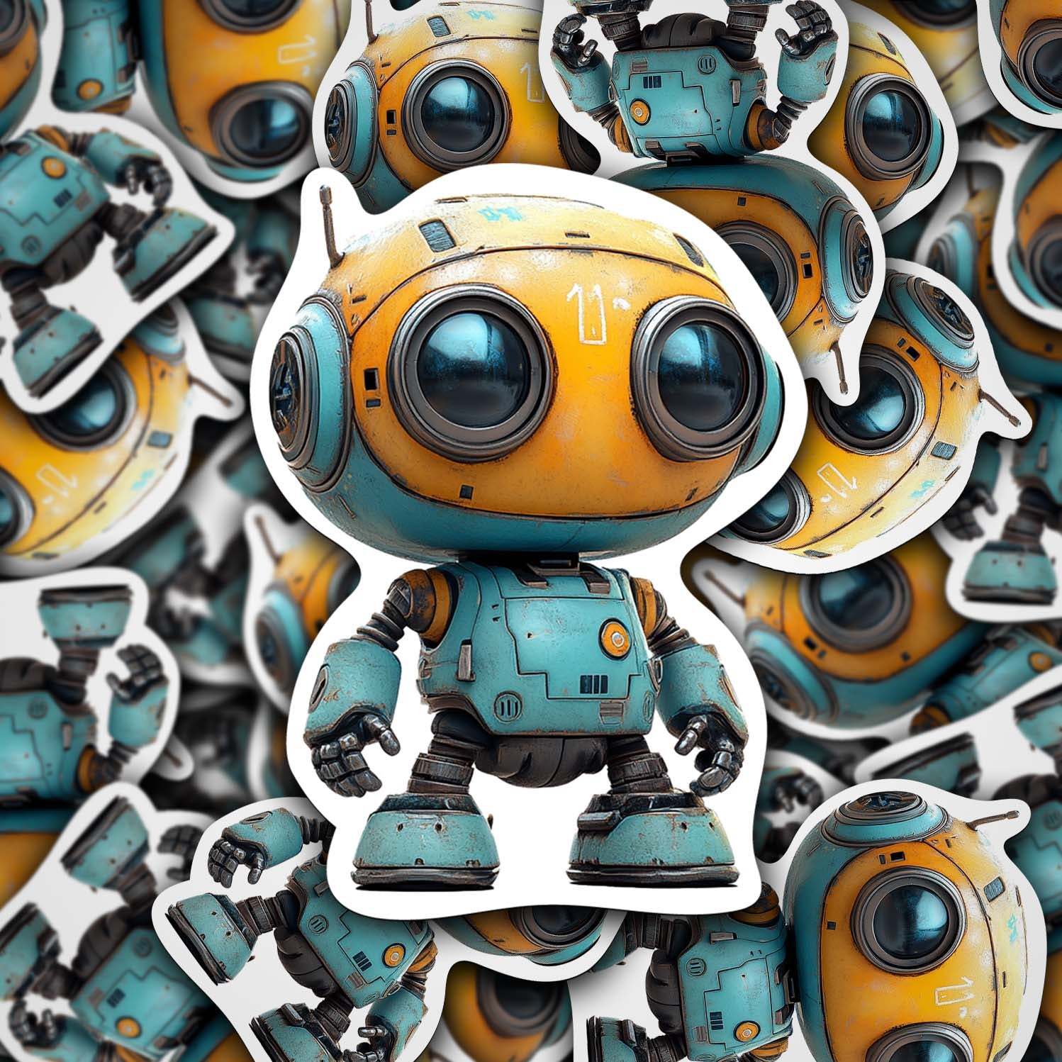 Cute Cartoon Robot Sticker – Durable Weatherproof Vinyl for All Surfaces
