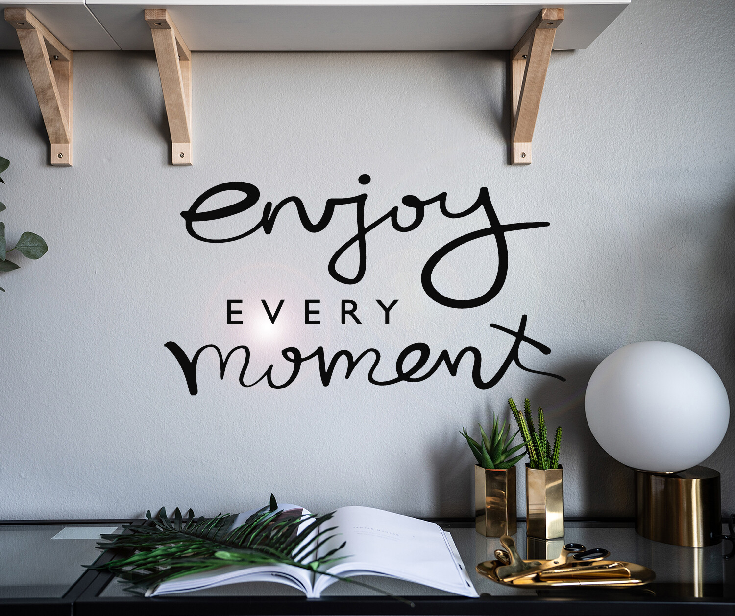 Vinyl Wall Decal Inspiring Quote Enjoy Moment Stickers 22.5 in x 12.5 in gz026