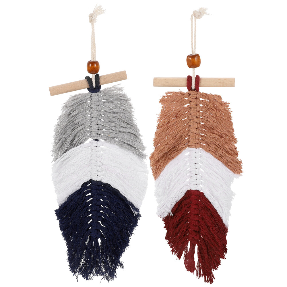 2Pcs Braided Cotton Cord Woven Leaf Hanging Ornament Locket Bohemian Decor Gift