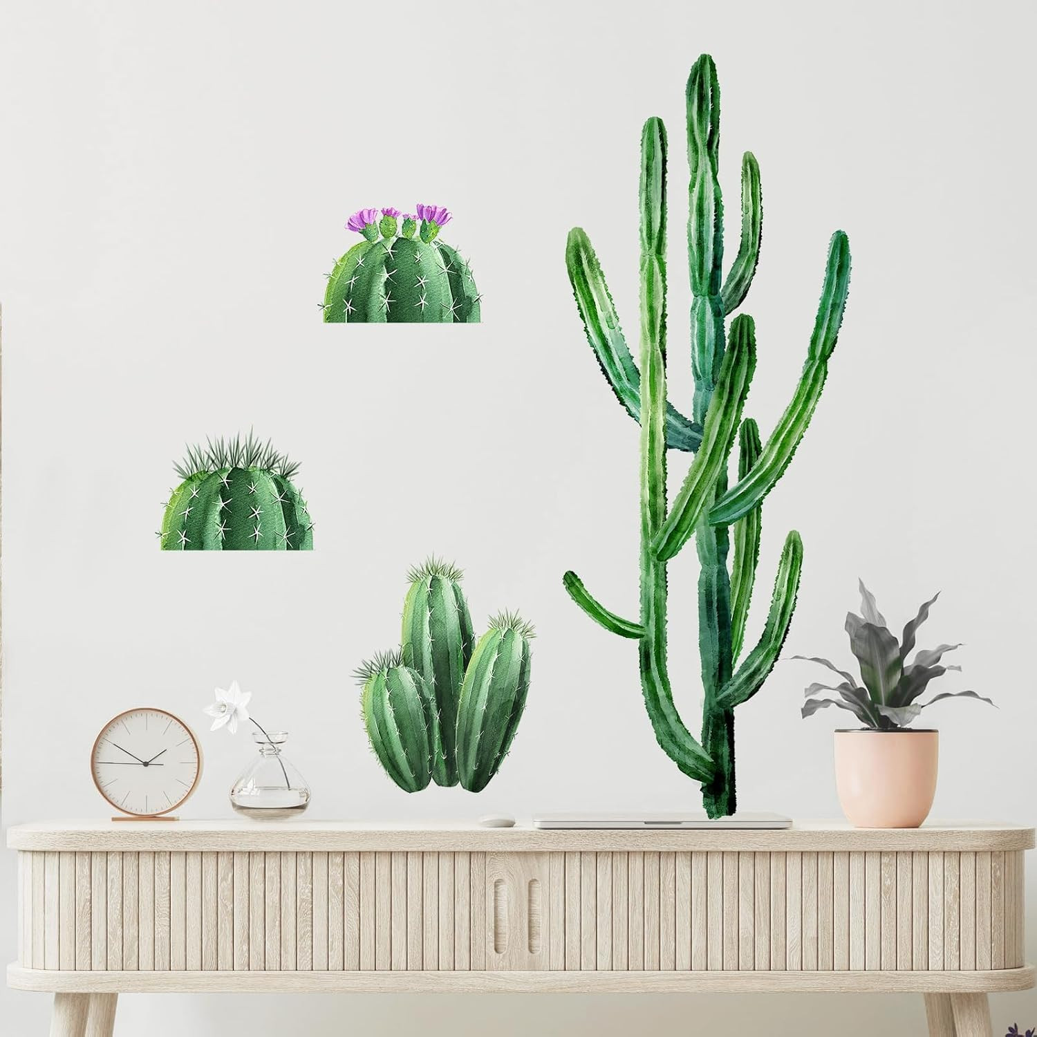 Cactus Wall Decals Tropical Cacti Green Plants Cactus Wall Stickers Peel and Sti