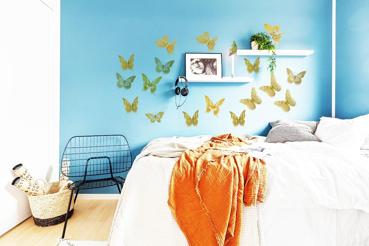 72 piezas 3D mariposa decoración de pared para dormitorio fiesta manualidades