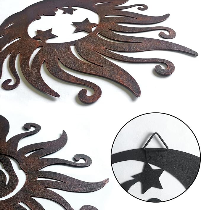 Limygus Sun silhouette wall hanging, wrought iron sun wall sculpture