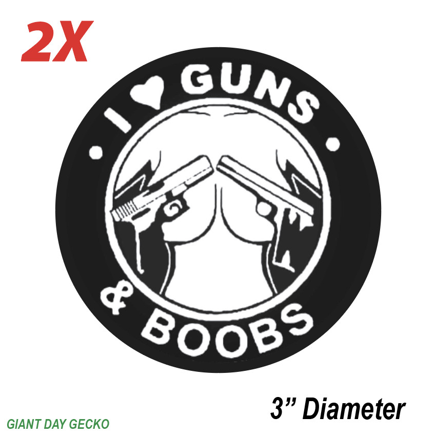 (2) I Love Guns and Boobs NRA Funny Work Shop car Laptop Wall Sticker Decal USA