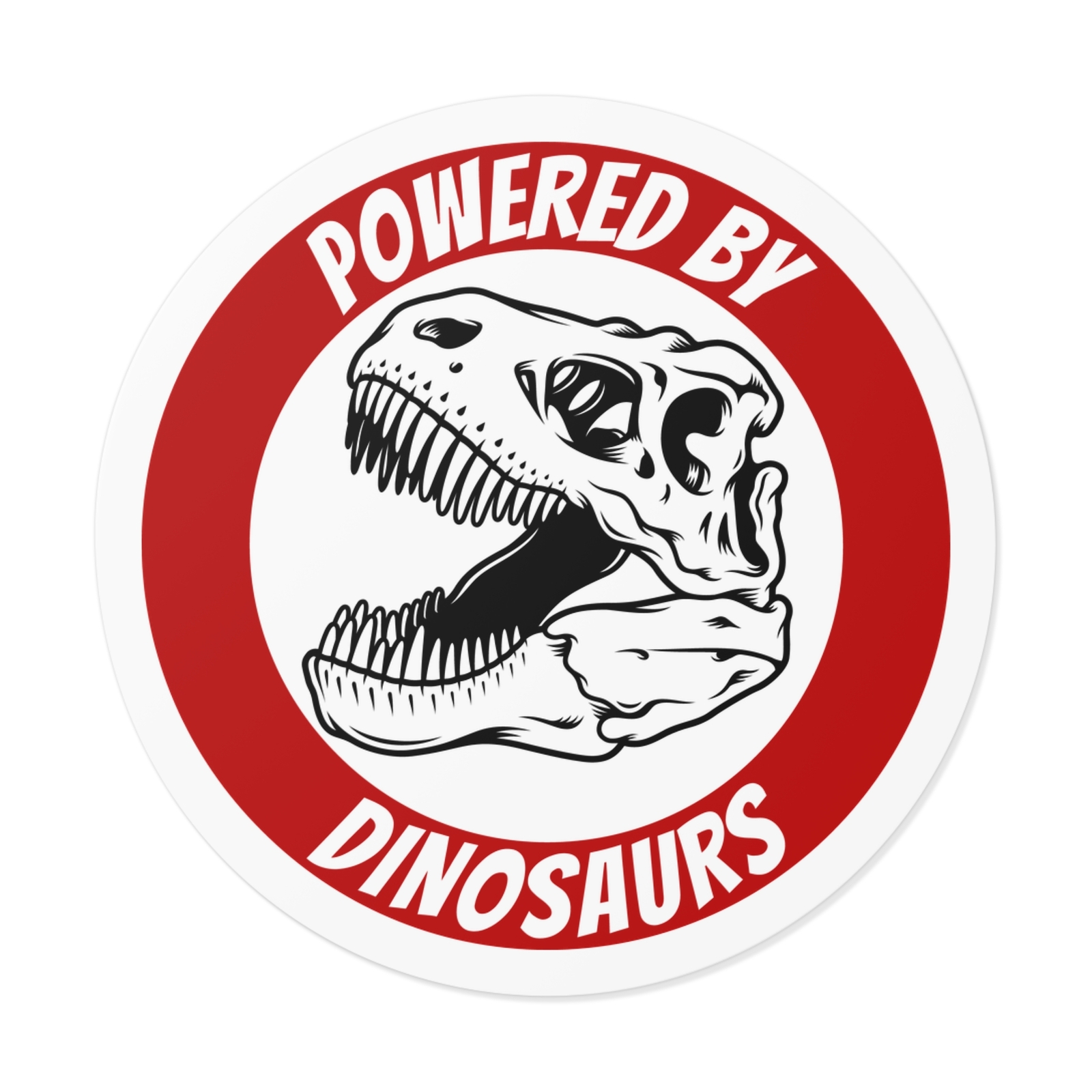 Red Powered by Dinosaurs Vinyl Sticker