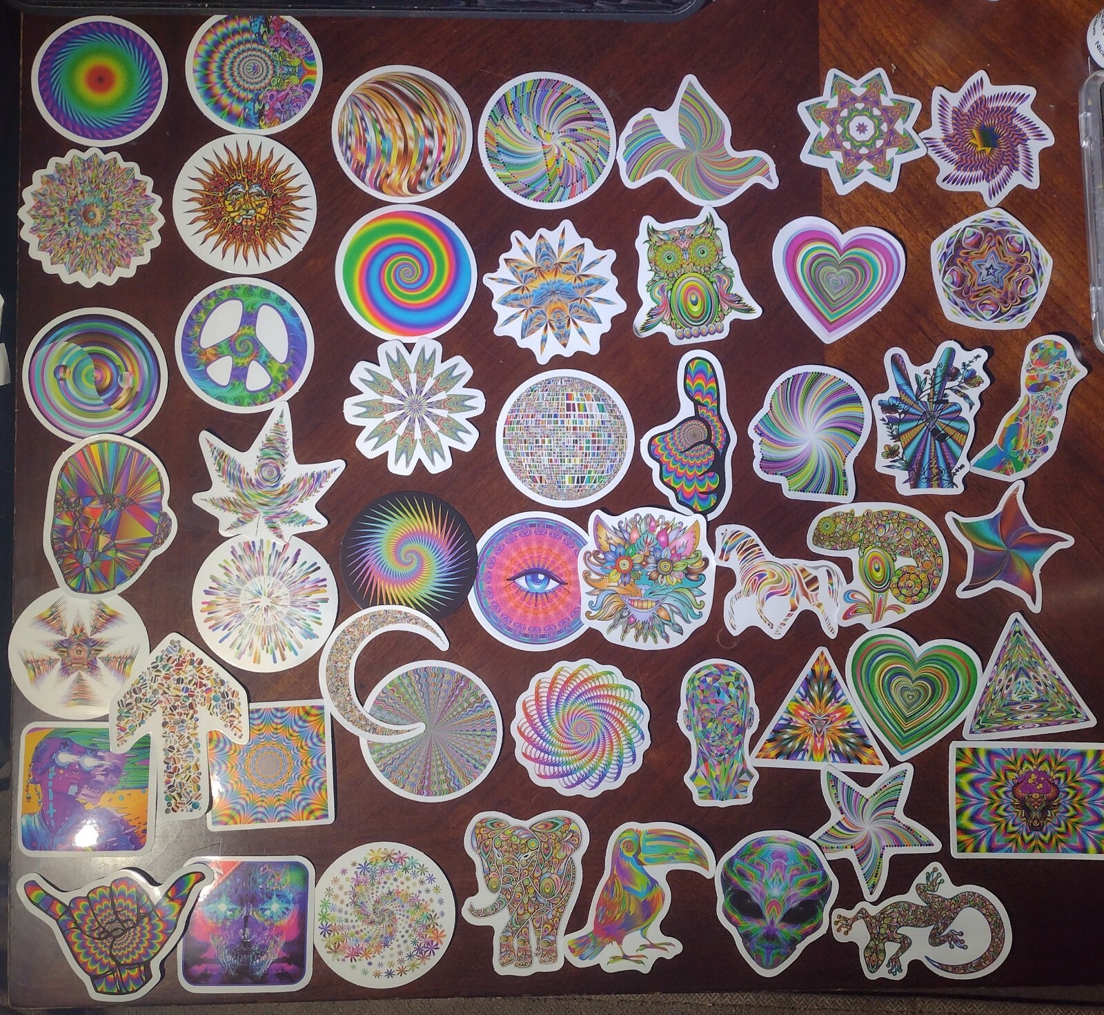 Psychedelic Geometric lot of Stickers pvc glossy sticker set 50pc 2"-3"