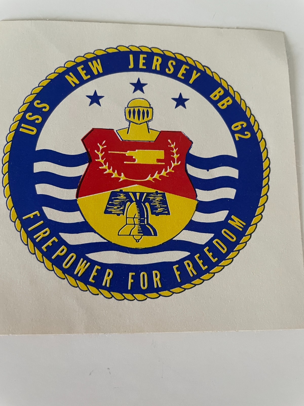 STICKER USN US NAVY BB 62 USS NEW JERSEY