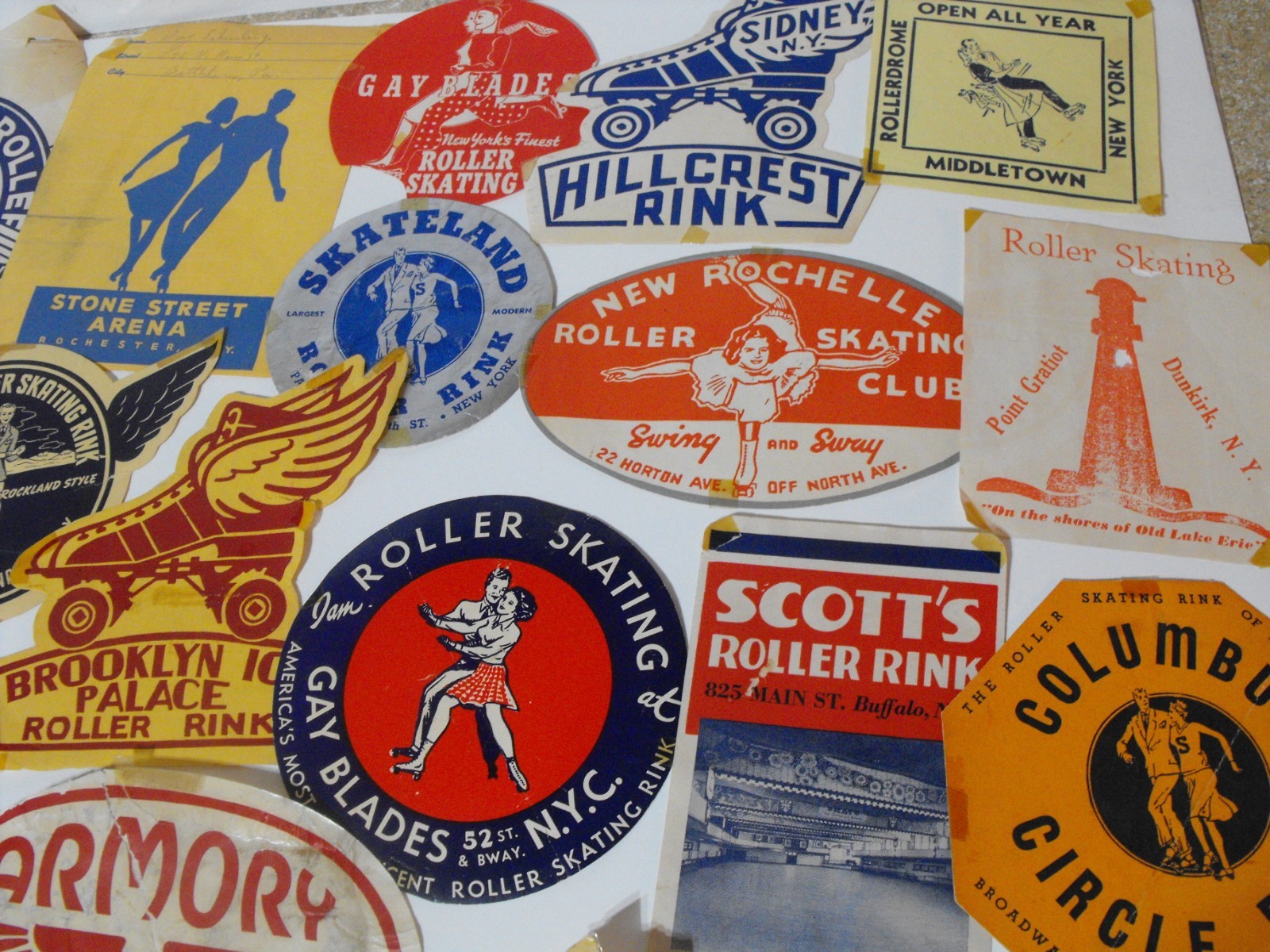 Lot of 30 Vintage Original Roller Skating Rink Decal Stickers ~ New York NY