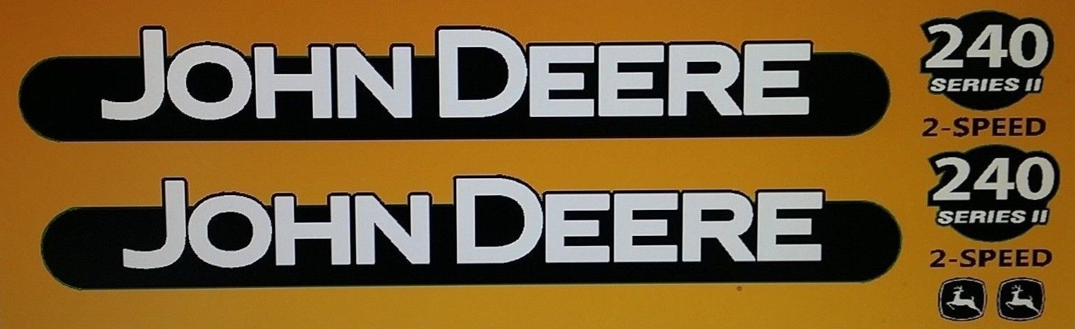 John Deere style 240 Series II skidsteer decal kit with warning and safety kit