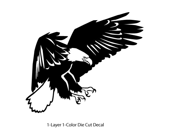 Wild Birds – Eagle #3 Flying Charging 6Yrs Outdoor Die Cut Decal Vinyl Sticker