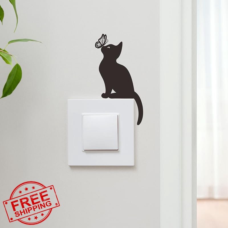 Generic Cat Butterfly Light Switch Decals