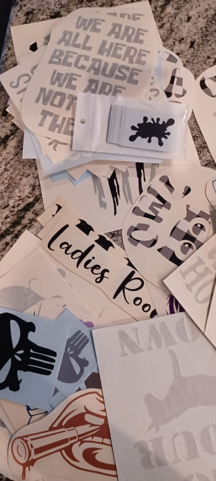 Vinyl Decals Assorted Mixed Lot Various Sizes and Themes 341 pieces