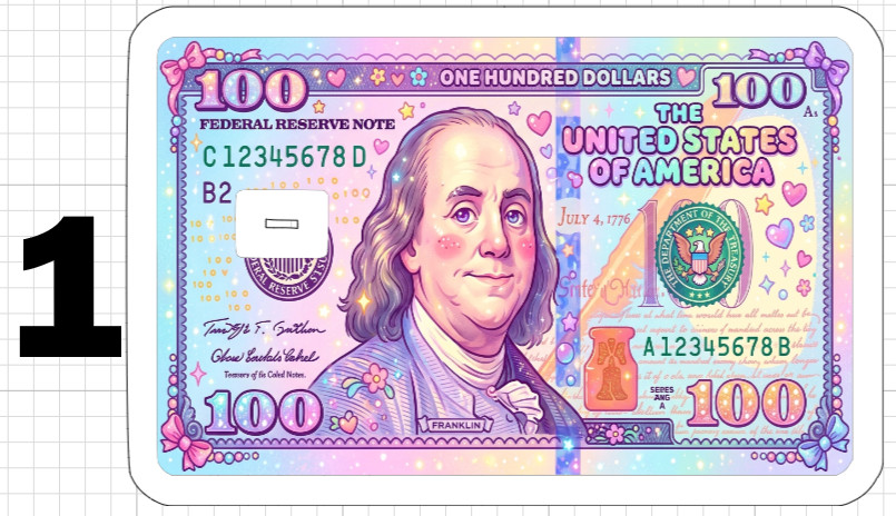 Art 100 Dollar Bill Gift Credit Debit ATM Card Skin Sticker Cutesy Gangster USA