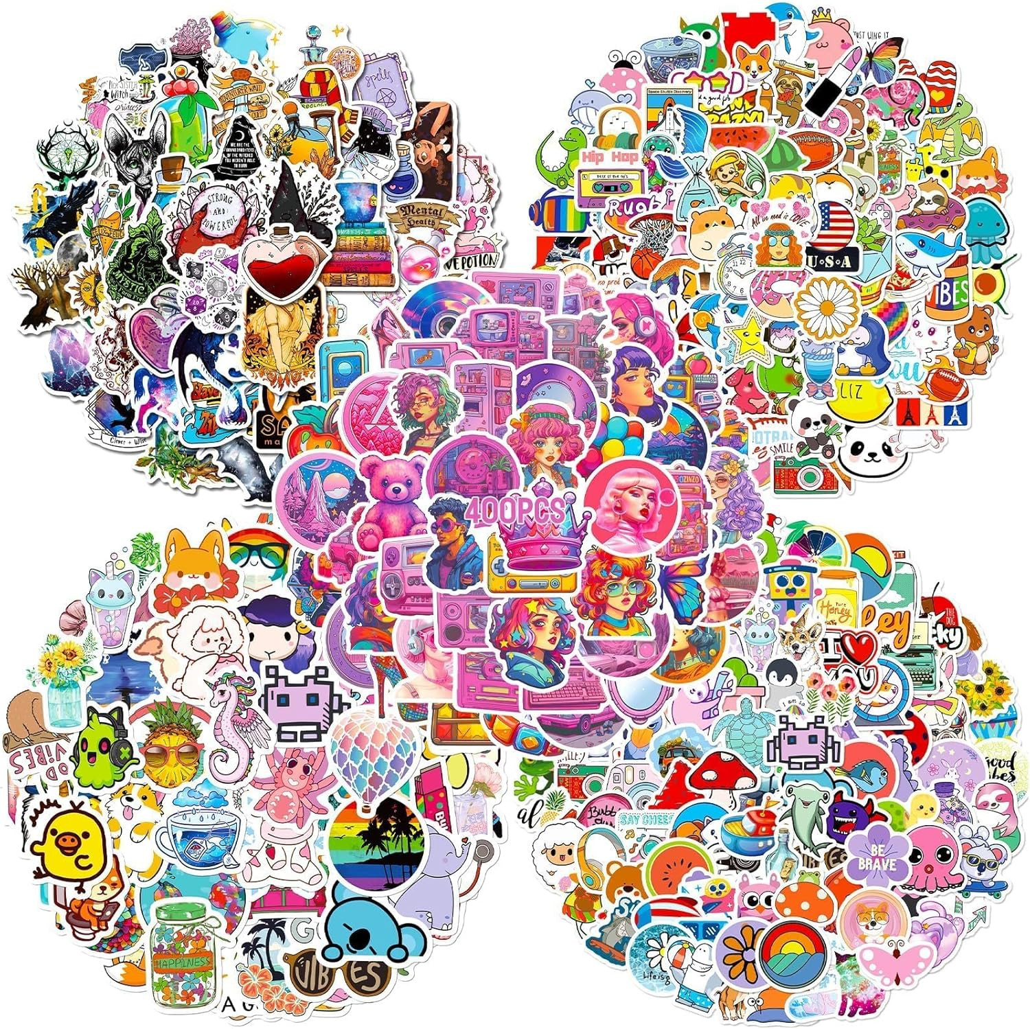 Christmas 100 PCS Water Bottle Stickers for Kids,Waterproof Vinyl Net T Stickers