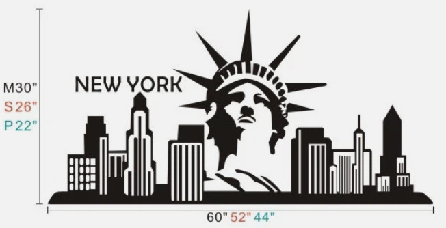 22"x44" New York1 City Line NYC America Wall Sticker Decal Canada Vinyl BLACK