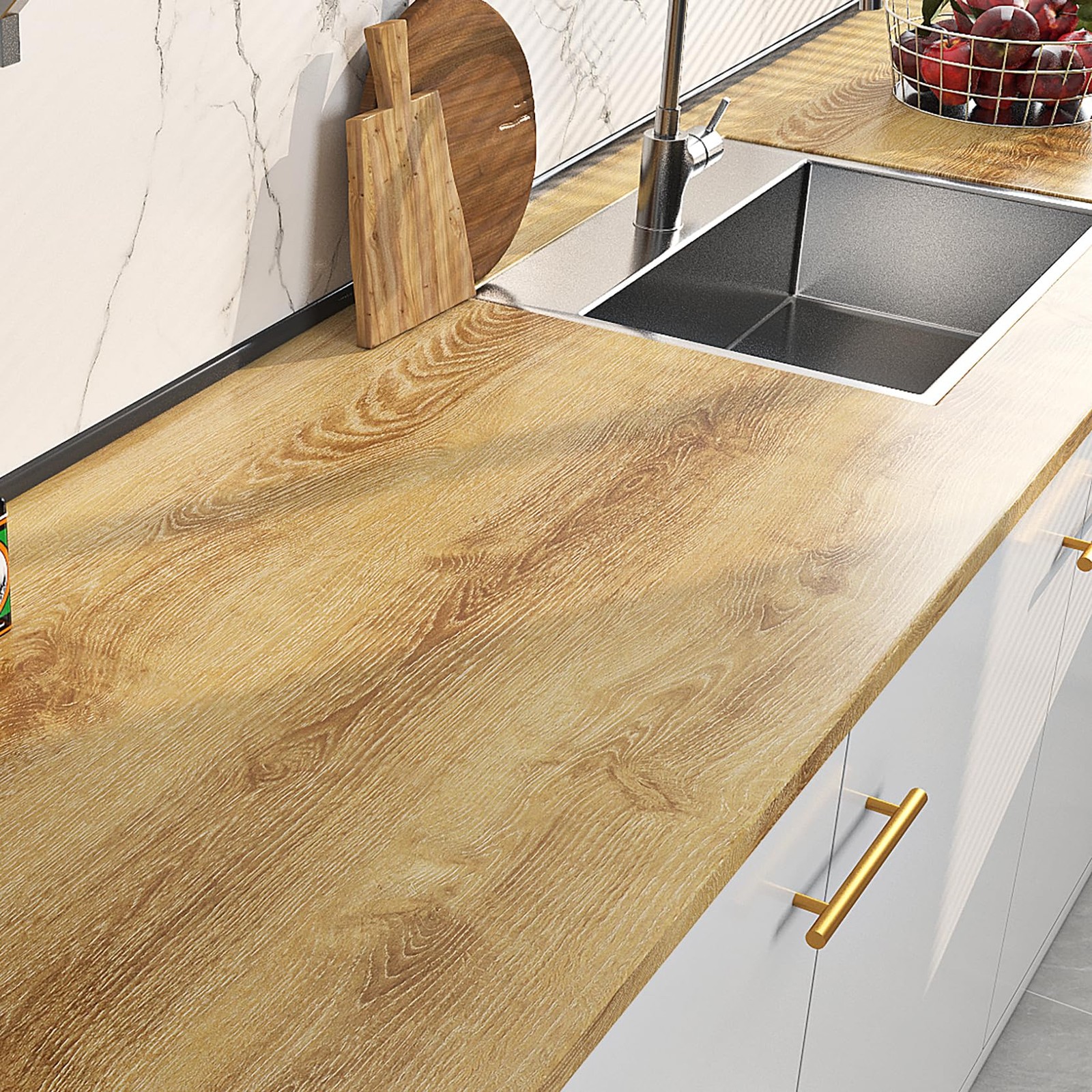 Oak Wood Paper Peel and Stick Thick Wood Paper for Countertops Desk Kitchen C…