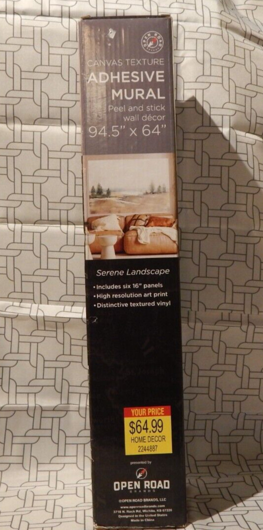 Open Road Canvas Texture Adhesive Mural /94.5" x 64"/Serene Landscape